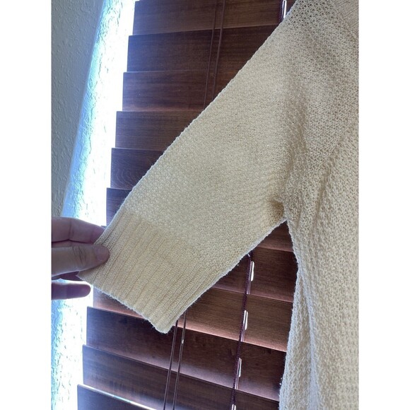 Cozy Casual Cream Short-Sleeve Ribbed Knit Pullover Sweater | Size S/M - Picture 4 of 4